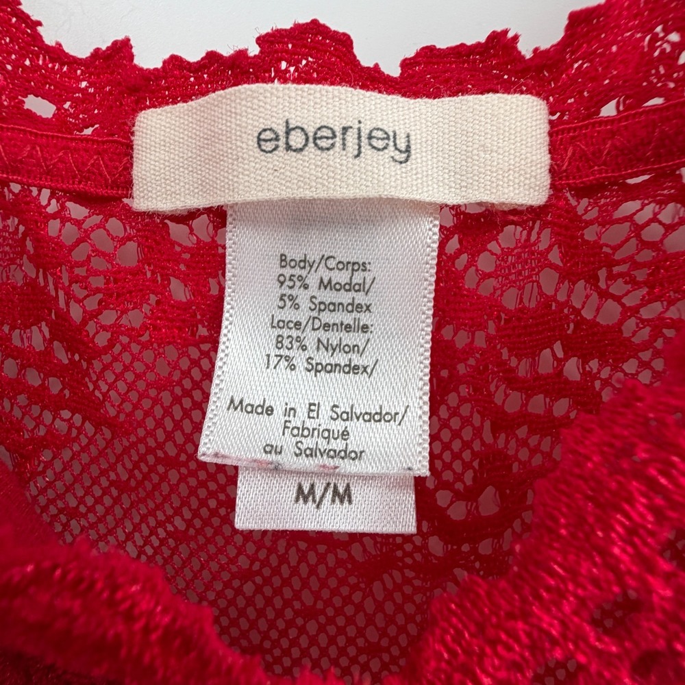 Eberjey Womens Slip Dress Size M Red Lace Modal Babydoll Lingerie Coquette - Picture 3 of 15